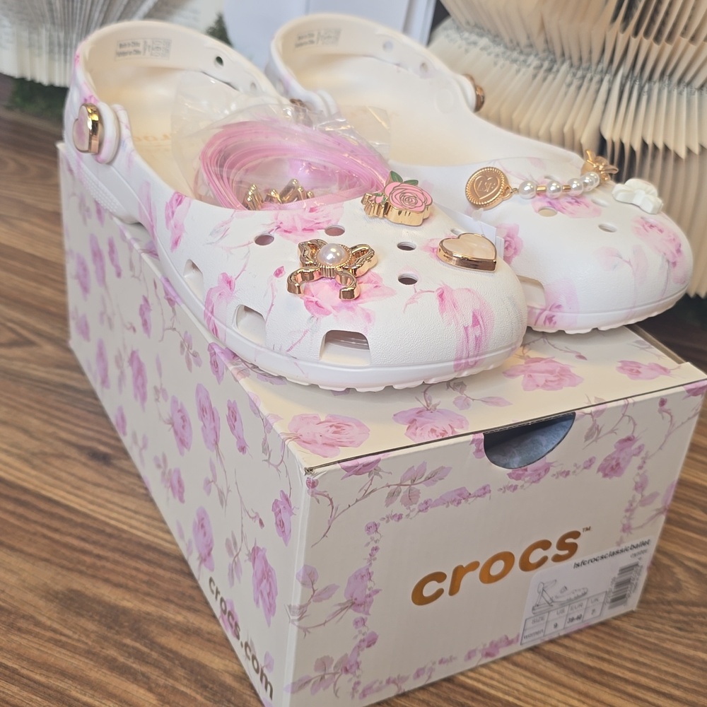 NIB LoveShackFancy X Crocs Classic Ballet Oyster Sz 9 - Picture 8 of 9